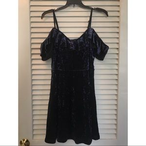 Crushed Velvet Off the Shoulder Short Dress